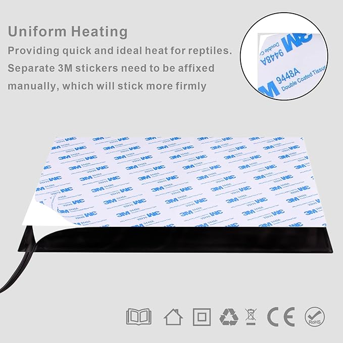 Aiicioo Reptile Heating Pad 24W - Reptile Heat Mat Pad for Bearded Dragon Leopard Gecko Hermit Crab Heater for 40 Gallon Reptile Tank AIICIOO