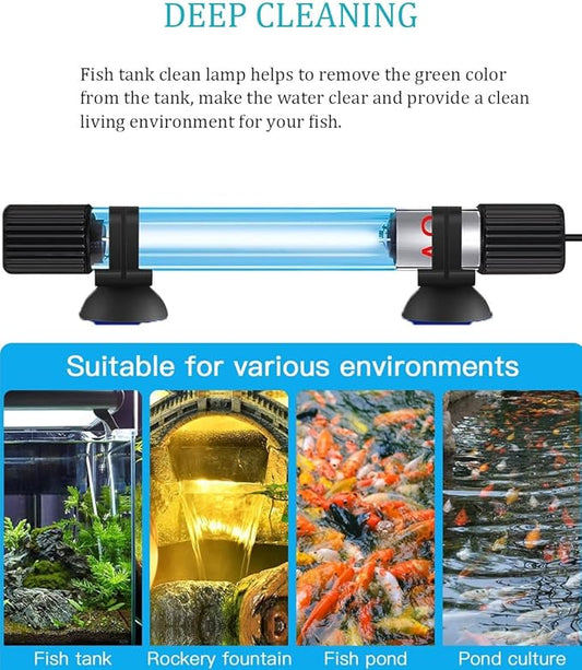 KINGYEENUO Aquarium Blue Light, 9W Submersible Aquarium Light, Fish Tank Light with Timer, Submersible Waterproof Lamp for Filter Tank Sump Swim Pool KINGYEENUO