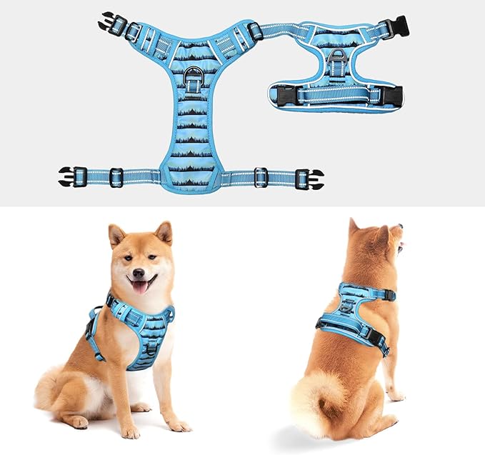 Timos Dog Harness for Lage Dogs No Pull,Front Clip Dog Walking Harness with Reflective Adjustable Soft Padded Vest and Easy Control Handle,No-Choke Pet Harness with 2 Metal Rings,Morning,L Timos