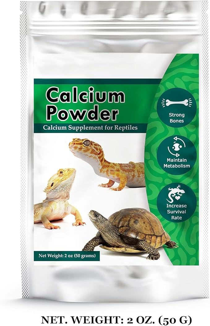 CoCoo Reptile Calcium Powder, Ideal for Leopard Geckos, Chameleons, Iguanas, Turtles, Chicken & Dog, Avoid Vitamin D3 Overdose in Bearded Dragons, Lizards Love It, Energy-rich Additional Feed, 2 oz. Meric