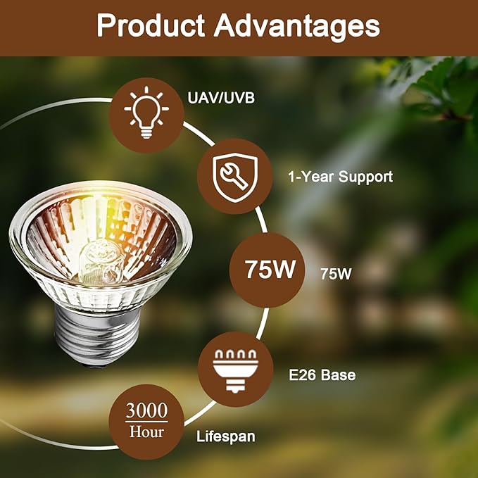 4-Pack 75W UVA UVB Bulbs, Fit E26 Heat Reptile Lamp, Light Turtle Heat Lamp for Reptiles and Amphibian Tanks, Terrariums and Cages, Works with Various Lamp Fixtures Lachesan
