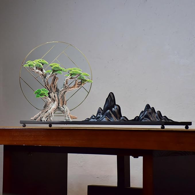 Fish Tank Decor- Bonsai Tree of The Forest with Faux Moss- Aquarium Rocks Aquascaping- Made of Sandstone, 8.8 x 4.3 x 7.8 inches Novelsite
