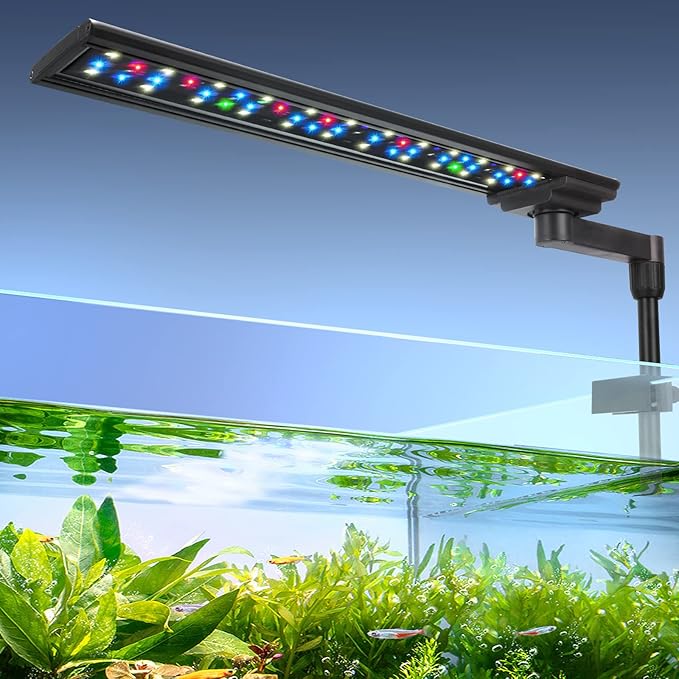 Zingbabu Aquarium Light, 12-20" 20W Full Spectrum LED Clip On Fish Tank Light, 270° Rotation Fish Lamp, Exclusive for 2-15 Gallon Fish Tanks, Freshwater Aquarium Lights for Plants ProfessionalPhotographyLight