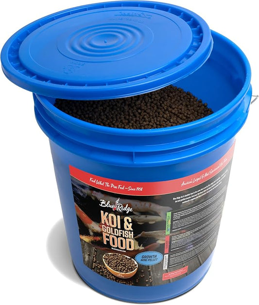 Blue Ridge Koi Fish Food 14lb - Koi Food Mini Growth Formula Goldfish Food, Premium Fish Food for Ponds, Ponds Fish Food, Koi Food Fall and Winter Fish Food, Floating Pond Pellets Fish Food BlueRidgeFishHatchery