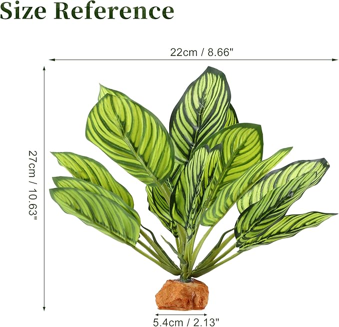 Reptile Plants Decoration, Reptile Plants for Terrarium Decor, Reptile Artificial Plant, Amphibian Habitat Decor Suitable for Reptiles Lizards Geckos, 8.66"x2.13"x10.63", Green CAPASTEC