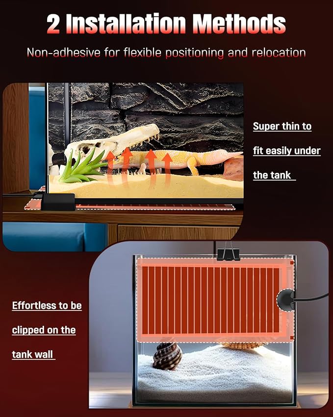 Pawfly 14 W Reptile Heat Pad 11 x 5.9 Inch Reptile Heating Pad Under Tank Terrarium Safe Fast Heating Mat Heat Mat for Turtles Frogs Snakes Lizards Geckos Hermit Crabs Spiders & Other Reptiles Pawfly