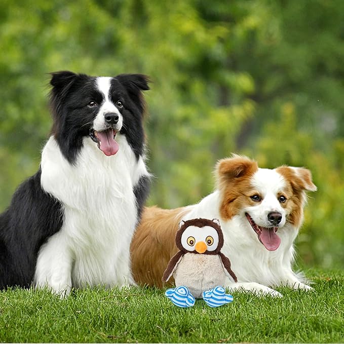 DODODOLA Dog Toys Stuffed OWL Dog Toy Plush Animals Chew Toy Soft Squeaky Puppy Toys Dog Gift Toys for Small Medium Big Large Dogs Pet - PAWPICO
