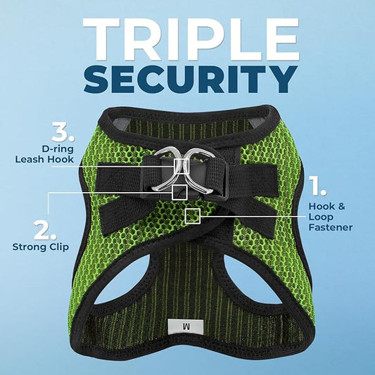 Voyager Step-in Air Dog Harness - All Weather Mesh, Reflective, No Pull Harness for Small, Medium Dogs, Cats - Secure with Hook & Loop Fastener, Buckle, Double D-Rings - Lime Green 2-Tone, L BestPetSuppliesLLC