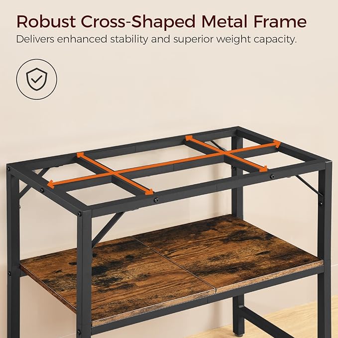 30 Gallon Fish Tank Stand, Aquarium Stand with 2-Tier Storage Shelves, Heavy Duty Breeder Turtle Terrarium Stand Rack for Home Office, 30.0" L x 11.8" W x 24.4" H, Rustic Brown FTHR3001 MAHANCRIS