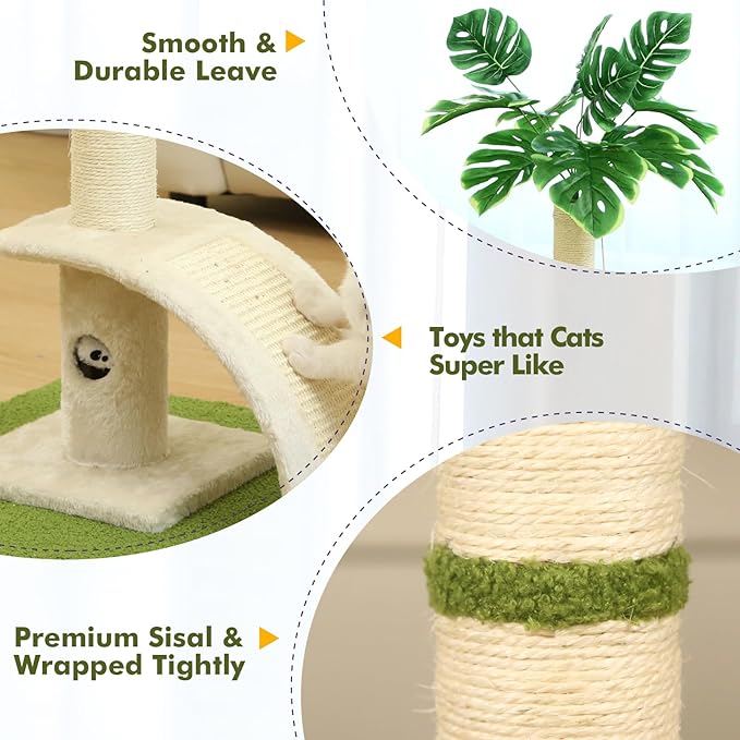 Cat Scratching Post, 35" Tall Cat Scratcher Kitten Scratch Post with Sisal Rope for Indoor Cats Claw Scratcher, Cat Tree with Dangling Ball for Kitties and Cats - PAWPICO