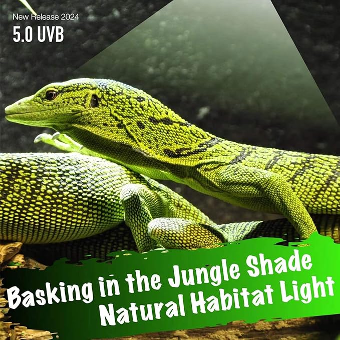 UVB Reptile Light, 2-Pack UVB5.0 24W Bulbs, UVA UVB Reptile Light Bulb Lamp for Chameleon,Turtle,Gecko,Lizard, UV Bulbs for Tropical Reptiles ReptiKing
