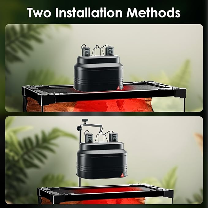MIXJOY Dual Reptile Light Fixture, Max 160W Reptile Heat Lamp Fixture with Separate Switches, Fits Reptile Light/Heat Lamp/UVB Light for Lizards, Turtles, Snakes, and Amphibians MIXJOY