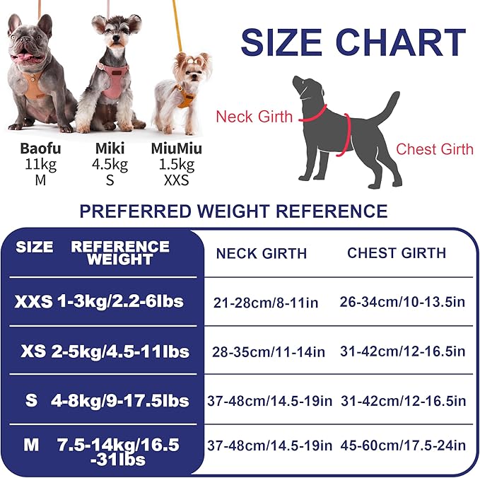Puppytie No Pull Dog Harness with Multifunction Dog Leash,Soft Adjustable No Choke Escape Proof Pet Harness Vest for Medium Dogs,Plaid Blue,M Puppytie