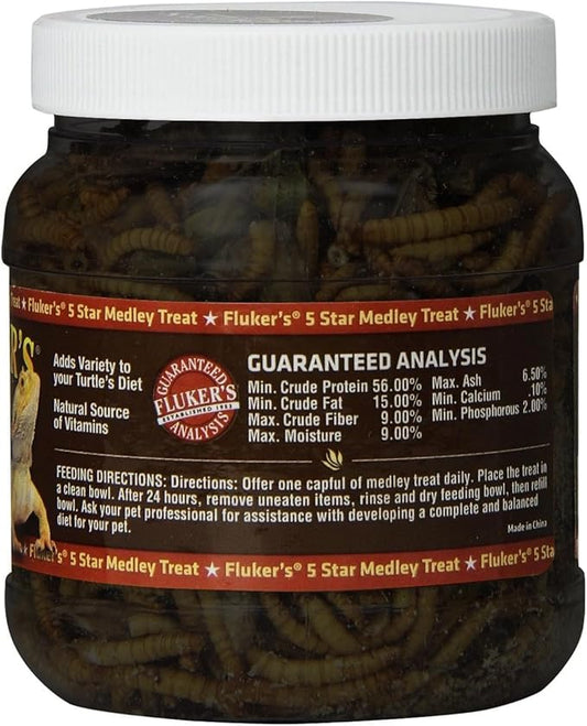 Fluker's Medley Treat for Bearded Dragons, Grasshoppers, Mealworms and Crickets, 1.8 oz Flukers