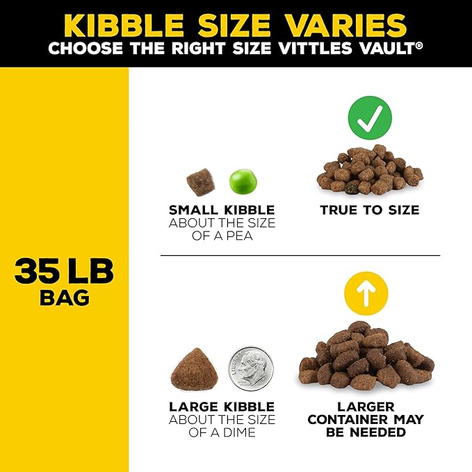 Gamma2 Vittles Vault Airtight Dog Food Storage Container - Fits up to 35 Pounds of Dry Pet Food - Perfect for Cat and Puppy Kibble - BPA-Free Plastic - Made in the USA - 12" L x 16.75" H - PAWPICO