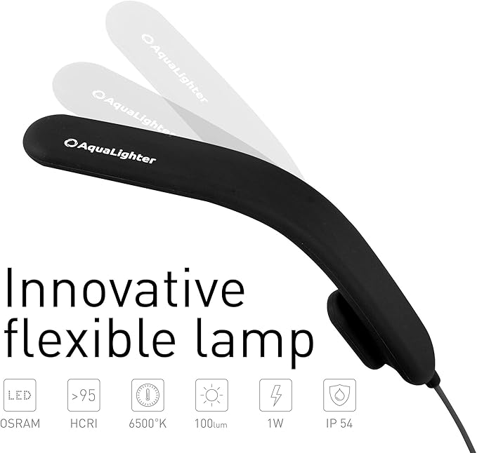 Fish Tank Light - Clip On Aquarium Light - Aquarium Light for Plants - LED Flexible Lamp for Freshwater Small Aquarium Light - PicoSoft Black 5 Gallon Aqualighter
