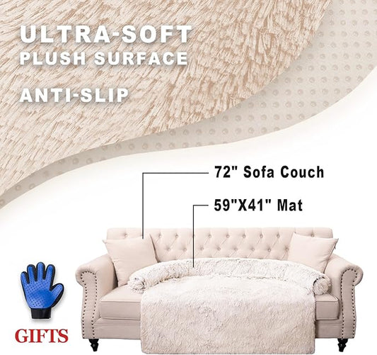 Dogs/Cats Bed Mats, Couch Cover for Dogs, Sofa Style Luxurious Mat for Pets, Waterproof Lining and Nonskid Bottom Perfect on Dog Crate, Cat Cage or in The Car. (Gradient Brown, XXLPlus) - PAWPICO