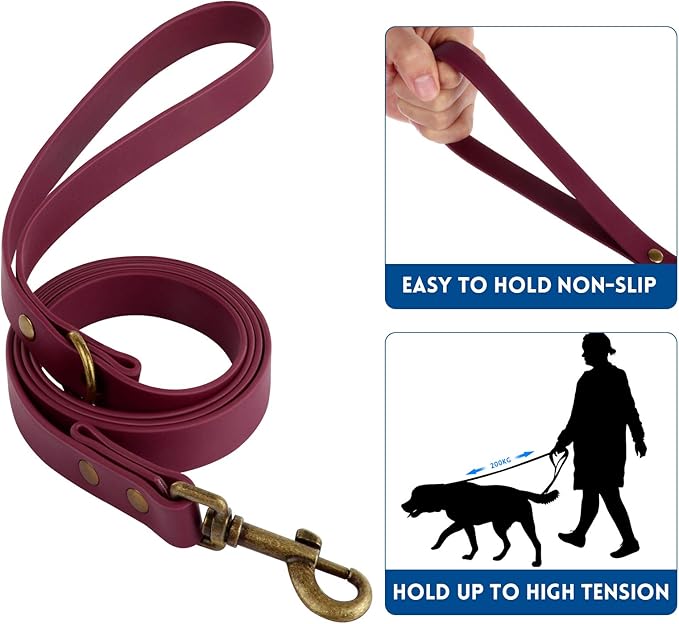 Wisedog Dog Collar and Leash Set Combo: Adjustable Pet Collars with Dog Leashes for Small Medium Large Dogs,Includes 1 Bonus of Poop Bag Holder (XL(Collar:16"- 25.5";Leash:6 ft), Burgundy) WisedogPetSupplies