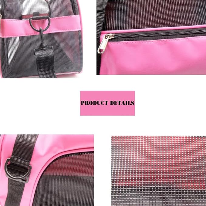 Cat Carrier,Soft-Sided Pet Travel Carrier for Cats,Dogs Puppy Comfort Portable Foldable Pet Bag Airline Approved (LightPink) - PAWPICO
