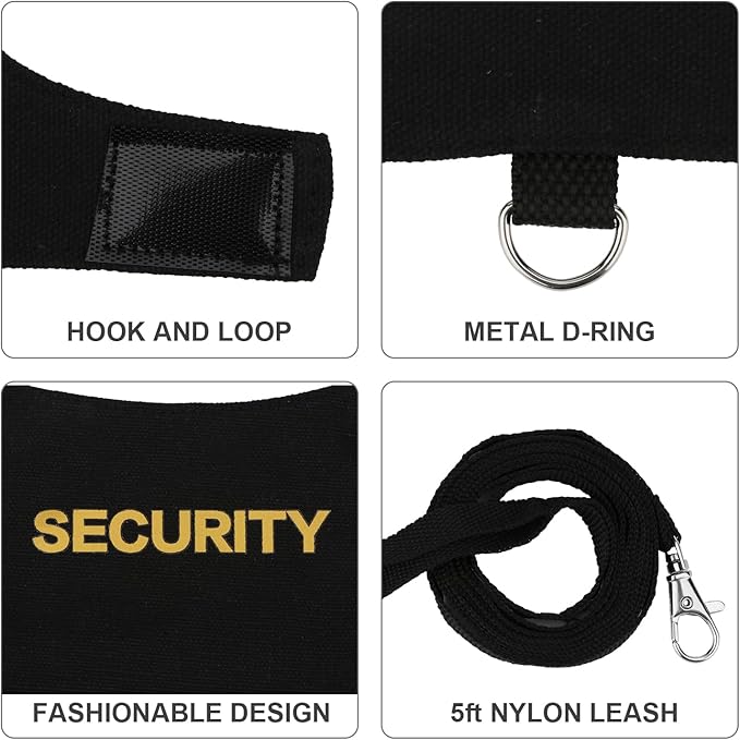 Hypeety Bearded Dragon Harness and Leash Set Adjustable Escape Proof Leash Outdoor Walking Training Leash and Harness for Bearded Dragon Lizard Reptiles Small Pets Black (Security) Hypeety