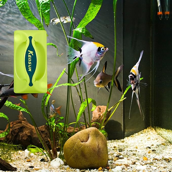 KEDSUM Magnetic Aquarium Fish Tank Cleaner, Fish Tank Glass Cleaner, Floating Clean Brush with Handle Design (XL) KEDSUM
