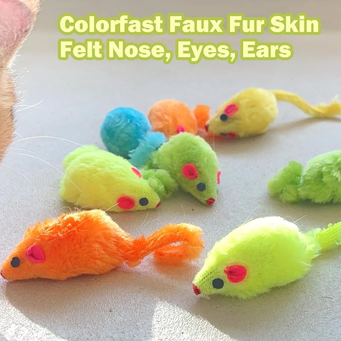 12PCS Cat Mouse Toy, Faux Fur Cat Mice Toys, 5.5” Realistic Size Mouse Toys for Cats, Rattle Cat Toy Mouse, Prefilled Catnip Mouse Cat Toy, Interactive Cat Toy for Bored Indoor Adult Cats - PAWPICO