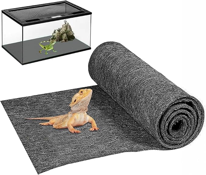 47" x 24" Large Reptile Carpet Terrarium Liner Bedding Reptile Substrate Mat Tank Accessories for Bearded Dragon Snake Lizard Tortoise Leopard Gecko (Grey) Mechpia