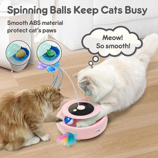 ORSDA Cat Toy, 3-in-1 Automatic Cat Toys for Indoor Cats, Electronic Whack a Mole, Fluttering Butterfly,Track Balls Kitten Toy, Rechargeable Power Interactive Feather Toys for All Breeds - PAWPICO