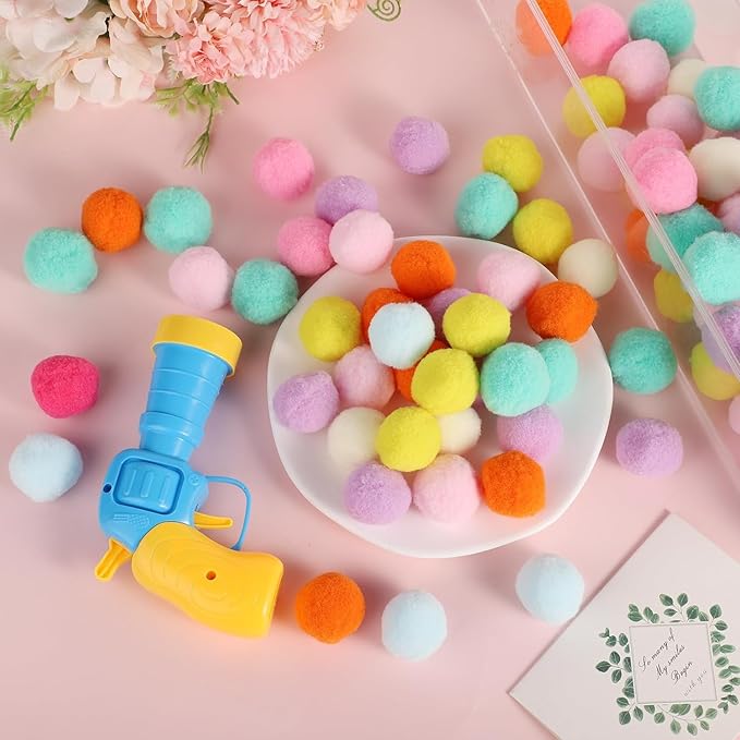 31Pcs Cat Ball Toy Launcher Gun, Cat Balls Fetch Toy, 30Pcs Plush Fuzzy Balls Launcher Cat Toy for Cats with 1 Gun, Funny Interactive Cat Toys for Bored Indoor Adult Cats, Cute Kitten Kitty Toys - PAWPICO