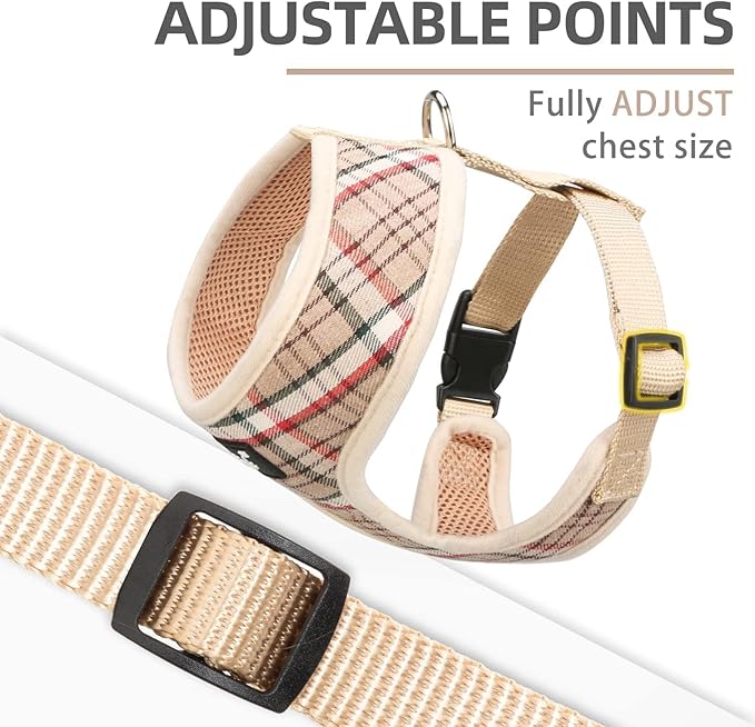PUPTECK Soft Mesh Dog Harness and Leash Set Pet Puppy Cat Comfort Padded Vest No Pull Harnesses, Khaki, XS PUPTECK