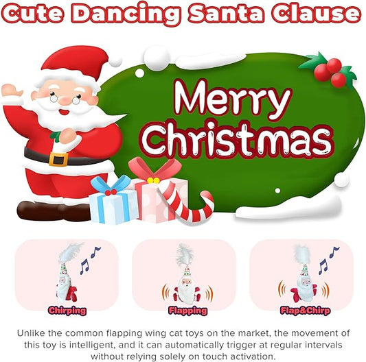 LEWISER Cat Toys, Rechargeable Intelligent Swinging Santa Clause, Suitable for Cat Teaser Stick, Interactive Christmas Cat Toys for Indoor Cats Chase Exercise, Music Melody, 3 Modes - PAWPICO
