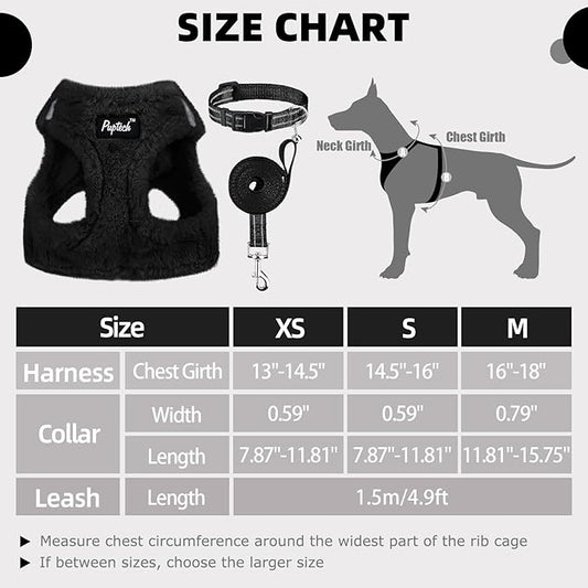 PUPTECK Adjustable Dog Harness Collar and Leash Set Step in No Pull Pet Harness for Small Medium Dogs Puppy and Cats Outdoor Walking Running, Soft Mesh Padded Reflective Vest Harnesses, Black M PUPTECK