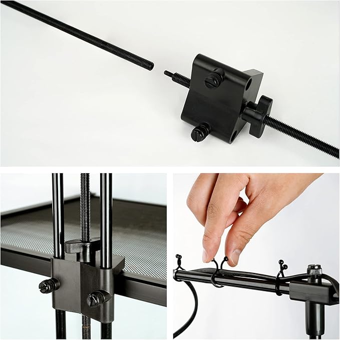BETAZOOER Reptile Dual Lamp Stand Metal Adjustable Heating Lamp Holder Light Fixture Retractable Ideal for Reptile Glass Terrarium Amphibians/Terrestrial Invertebrates Vivarium BETAZOOER