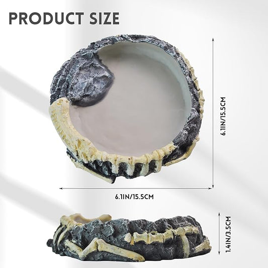 Reptile Food Water Bowl Resin Rock Reptile Feeding Dish Tortoise Feeder Food and Water Plate Amphibian Drinking Basin Reptile Habitat Tank Accessories for Turtle Lizard Leopard Gecko Chameleon MUYG