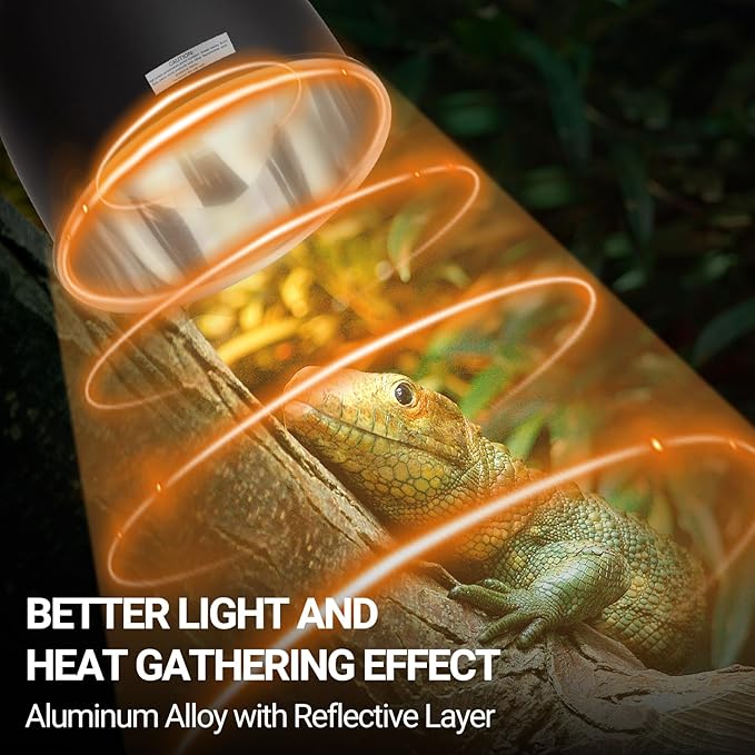 REPTI ZOO Reptile Light Fixture with Dimmable Switch,5.5 inch Deep Dome Lamp Fixture for Reptile Tank Terrarium,Optical Reflection Cover for UVB UVA Bulb Basking Heat Bulb REPTIZOO