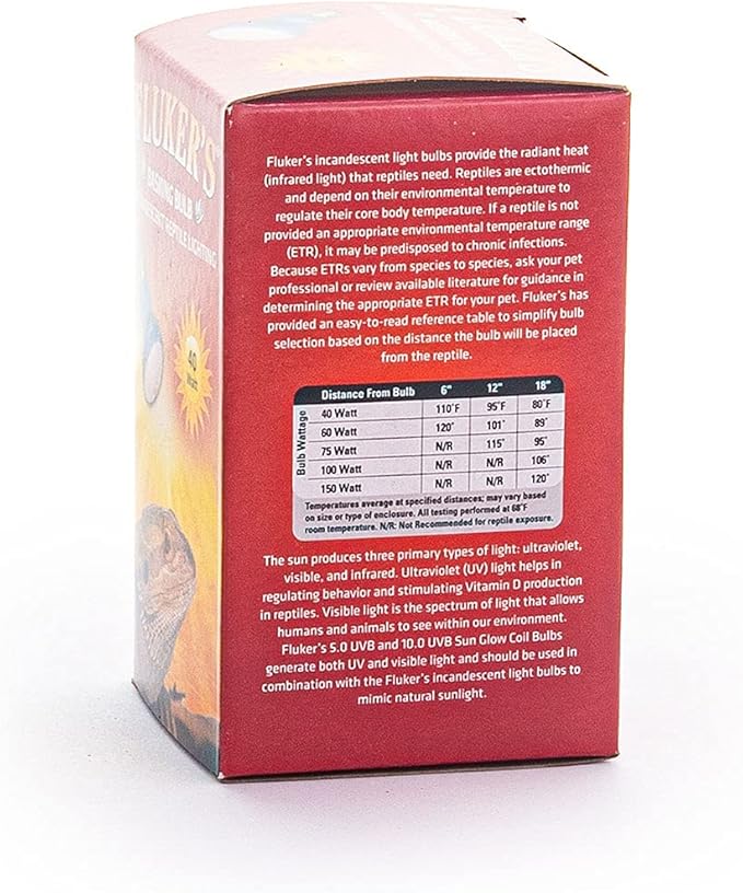 Fluker's Incandescent Basking Spotlight Bulbs for Reptiles Tanks, Reptile Heat Lamp Bulbs for Infrared Light, 40-Watt Flukers