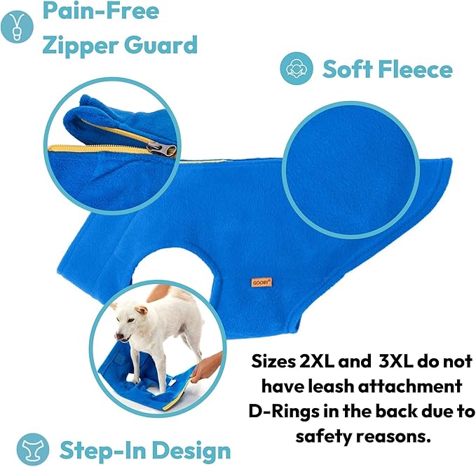 Gooby Zip Up Fleece Dog Sweater - Black, 3X-Large - Warm Pullover Fleece Step-in Dog Jacket with Dual D Ring Leash - Winter Small Dog Sweater - Dog Clothes for Small Dogs Boy and Medium Dogs - PAWPICO