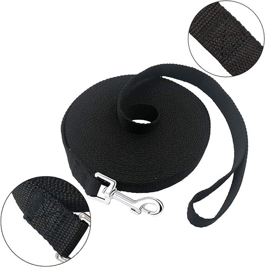 15ft 20ft 30ft 40ft 50ft Long Dog/Puppy Lead Obedience Recall Training Dog Leashes for Small Medium Dogs Camping, Training, Play, or Backyard (15 FT, Black) PETGOGO