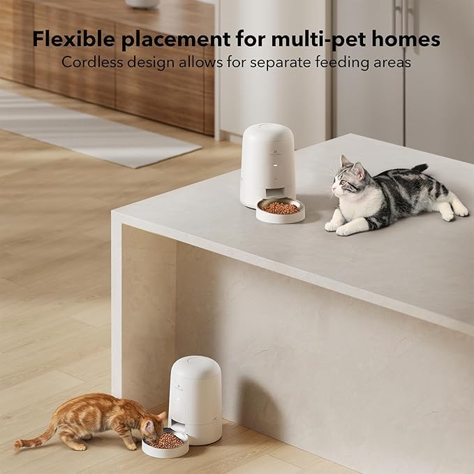 PETLIBRO Automatic Cat Feeder, Wi-Fi Rechargeable Cat Food Dispenser Battery-Operated with 30-Day Life, AIR 2.4G Wi-Fi Timed Pet Feeder for Cat & Dog, 2L Auto Cat Feeder, White - PAWPICO