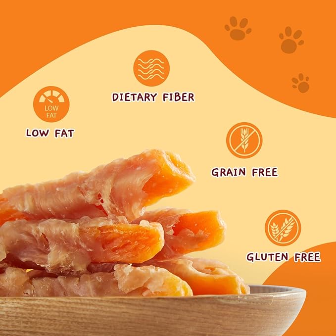 Jungle Calling Dog Treats, Skinless Chicken Wrapped Sweet Potato, Gluten and Grain Free, Chewy Dog Bites for Balanced Nutrition, 6 oz - PAWPICO