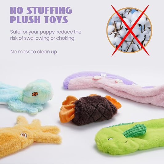 Nocciola 5 PCS Wildlife Squeaky Dog Toys, No Stuffing Dog Toys with Crinkle Paper, Tug of War Dog Toys for Puppies, Small, Medium, and Large Dogs to Keep Them Busy - PAWPICO