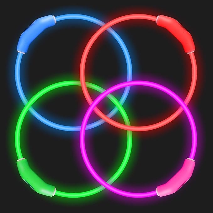2-Pack LED Dog Collar, Light Up Dog Collars,Rechargeable Dog Lights for Night Walking,Universal, Reusable Safety Necklace for Small Medium Large Dogs RED&Pink - PAWPICO