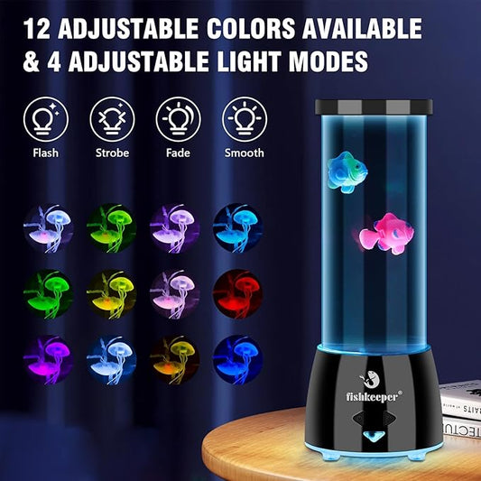 Jellyfish Lamp with 12 Color Changing and Remote Control,Jellyfish Aquarium Tank Night Light for Home Office Decor Gifts Mood Night Light Gift with USB for Kids Women Teens Adult(Fish) fishkeeper