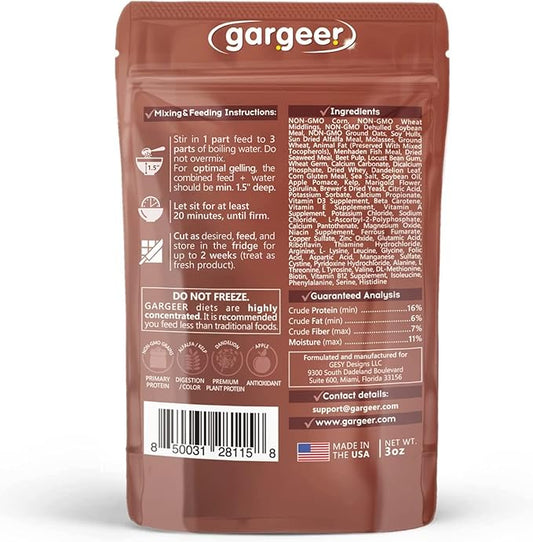 Bugs and Insects Food. Complete Gel Diet for Roaches, Crickets, Worms, Dubia, Fly, etc. Made in The USA, Using Premium Nutritional Ingredients. 3oz Powder Turns into 1 Pound of Ready Food. Gargeer