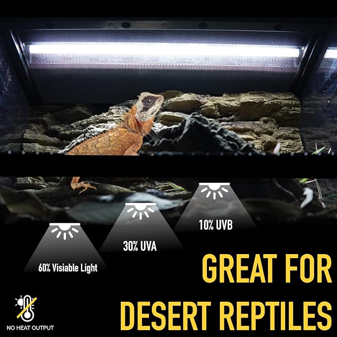 UVB Reptile Light, T5 UVB10.0 24W Light Fixture and UVB Tube Kit, for Desert-Dwelling Reptiles, Bearded Dragon UVB Light ReptiKing