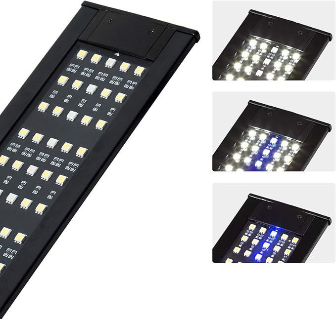 REPTI ZOO Reptile Aquarium Terrarium LED Light Ultra-thin Day and Night Light for Reptiles Aquarium Light, 3-Color Modes LED Light Hood 15W for 18 inch or Larger Terrariums for Reptile Plant Fish Tank REPTIZOO