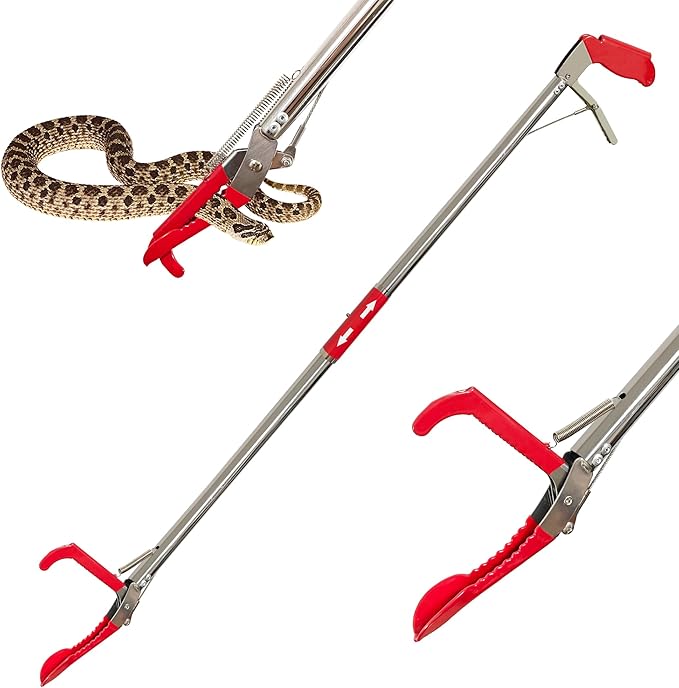 47" Professional Snake Tongs Heavy Duty Reptile Rattle Snake Catcher Wide Jaw Handling Tool Stainless Steel Collapsible Grabber Outdoor Catch Tool with Non-Slip Grip Handle (47inch/120cm) COYXiCE