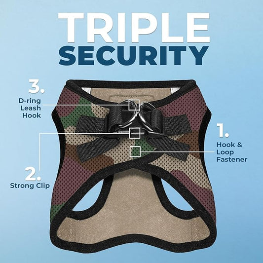 Voyager Step-In Air Dog Harness - All Weather Mesh, Reflective, No Pull Harness for Small, Medium Dogs, Cats - Secure with Hook & Loop Fastener, Buckle, Double D-Rings - Army/Black Trim, XXS BestPetSuppliesLLC