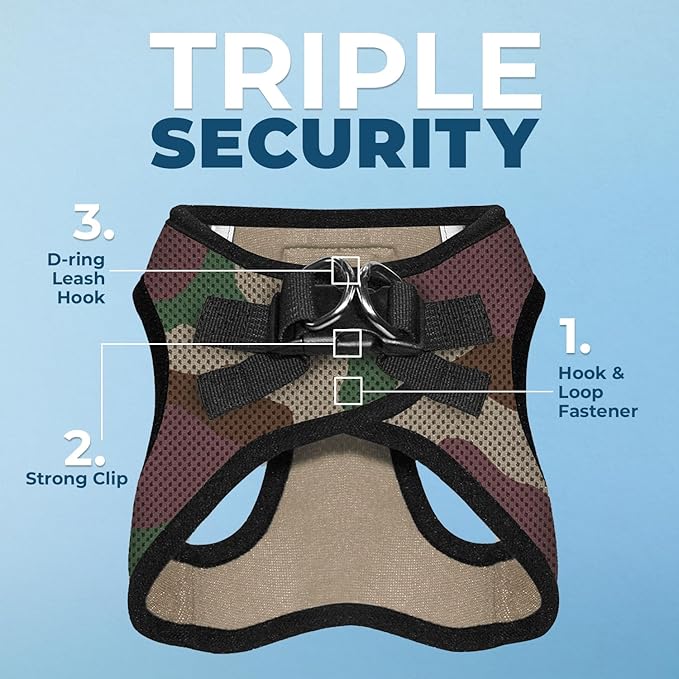 Voyager Step-in Air Dog Harness - All Weather Mesh, Reflective, No Pull Harness for Small, Medium Dogs, Cats - Secure with Hook & Loop Fastener, Buckle, Double D-Rings - Army/Black Trim, M BestPetSuppliesLLC