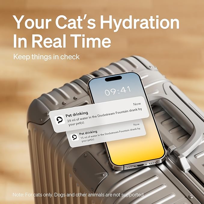 PETLIBRO App Monitoring Cat Water Fountain, 2.5L/84oz Dockstream Pet Water Fountains for Cats Indoor, Automatic Cat Water Dispenser for Drinking with 2.4G Wi-Fi, Smart Fountain, Stainless Steel Tray - PAWPICO